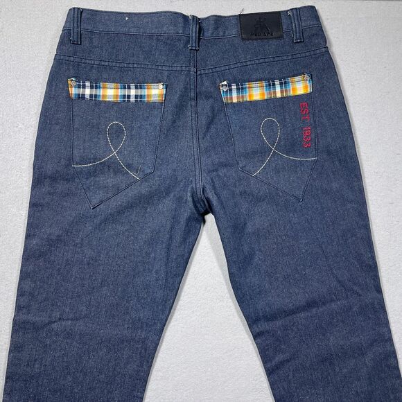 VTG‎ Red Ape Jeans Men 36x32 Wide Leg Embroidered Pocket Baggy Hip Hop Raw Denim - Picture 10 of 12